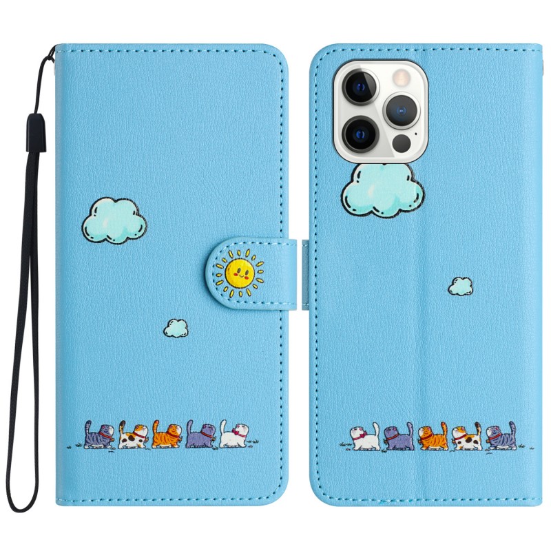 Cartoon Painted Flip Phone Case with Card Slot